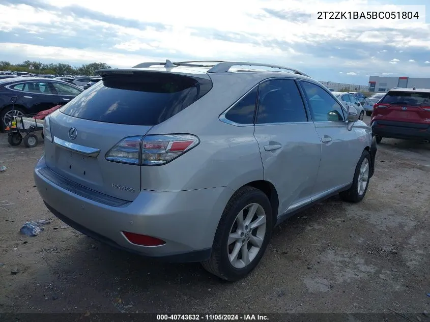 2011 Lexus Rx 350 VIN: 2T2ZK1BA5BC051804 Lot: 40743632