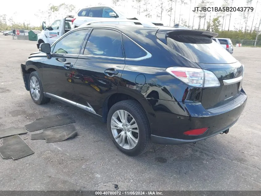 2011 Lexus Rx 450H VIN: JTJBC1BA5B2043779 Lot: 40780072