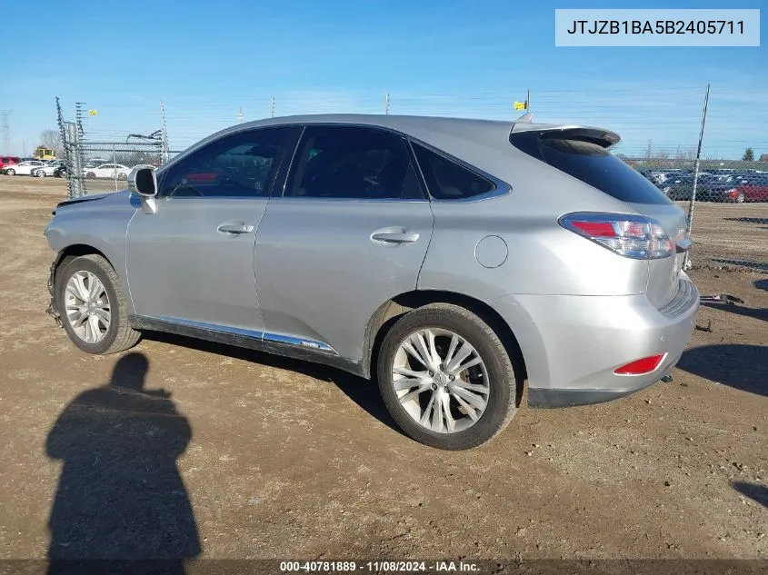 2011 Lexus Rx 450H VIN: JTJZB1BA5B2405711 Lot: 40781889