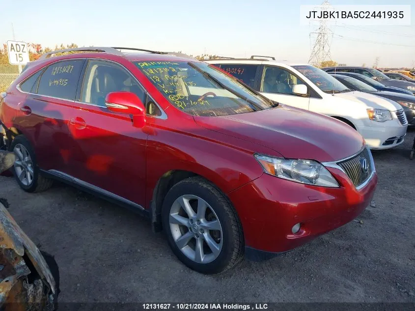 2012 Lexus Rx 350 VIN: JTJBK1BA5C2441935 Lot: 12131627