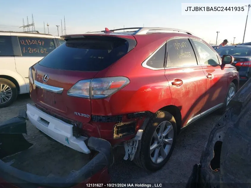 2012 Lexus Rx 350 VIN: JTJBK1BA5C2441935 Lot: 12131627