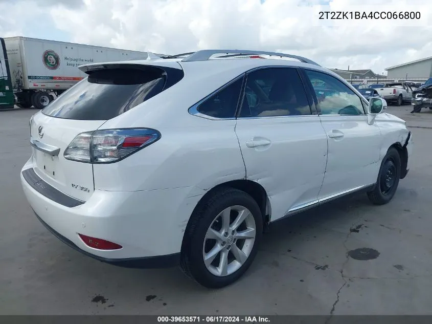 2012 Lexus Rx 350 VIN: 2T2ZK1BA4CC066800 Lot: 39653571