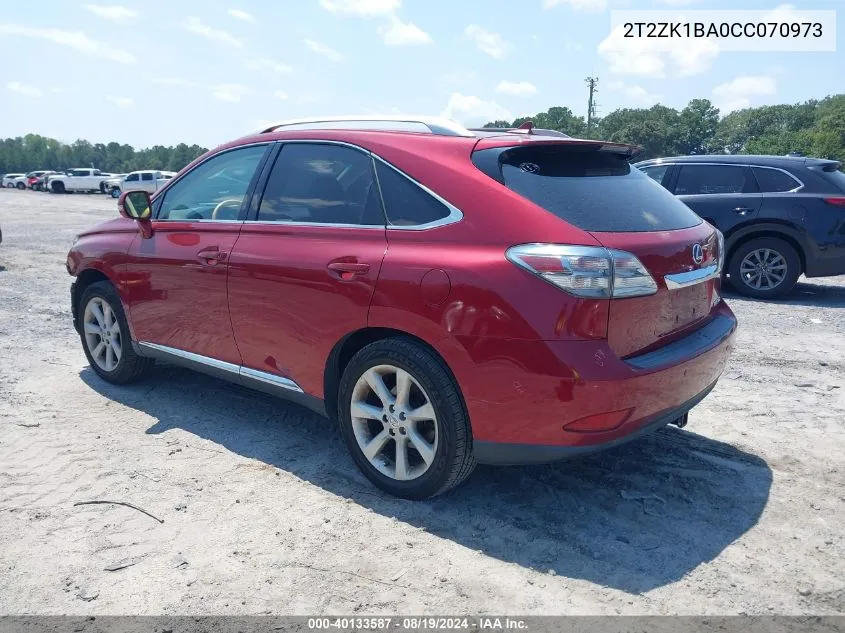 2012 Lexus Rx 350 VIN: 2T2ZK1BA0CC070973 Lot: 40133587