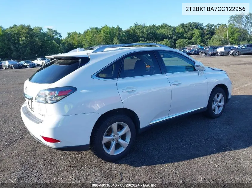 2012 Lexus Rx 350 VIN: 2T2BK1BA7CC122956 Lot: 40136543