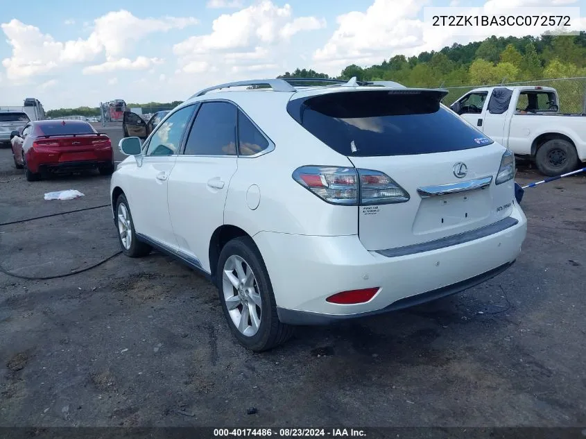 2012 Lexus Rx 350 VIN: 2T2ZK1BA3CC072572 Lot: 40174486