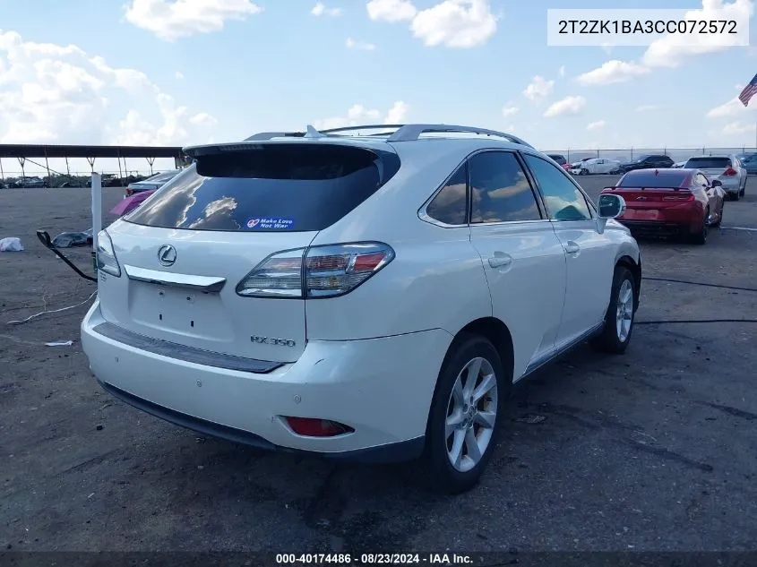 2012 Lexus Rx 350 VIN: 2T2ZK1BA3CC072572 Lot: 40174486