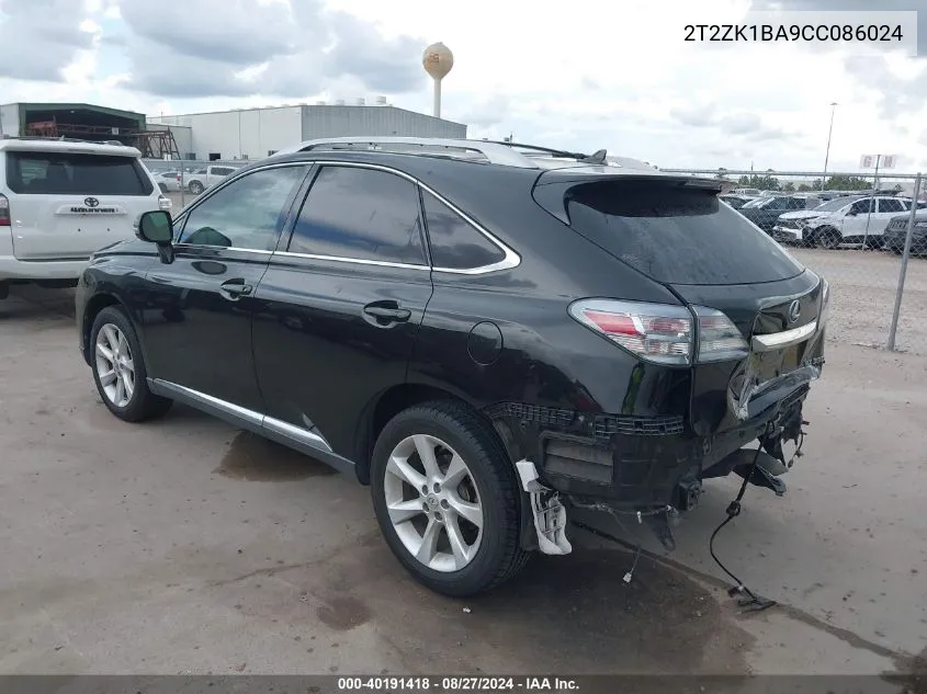 2012 Lexus Rx 350 VIN: 2T2ZK1BA9CC086024 Lot: 40191418