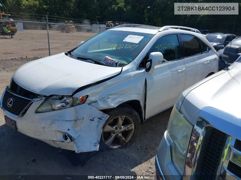 2012 Lexus Rx 350 VIN: 2T2BK1BA4CC123904 Lot: 40221717