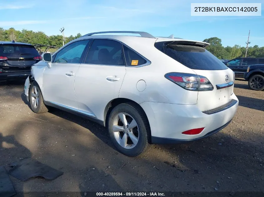 2012 Lexus Rx 350 VIN: 2T2BK1BAXCC142005 Lot: 40289594