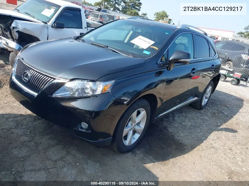 2012 Lexus Rx 350 VIN: 2T2BK1BA4CC129217 Lot: 40290118