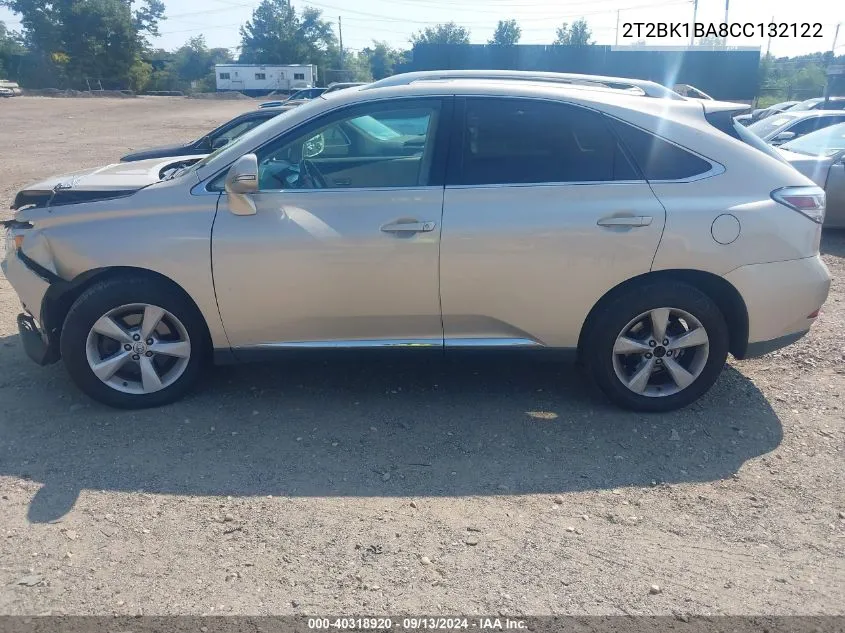 2012 Lexus Rx 350 VIN: 2T2BK1BA8CC132122 Lot: 40318920