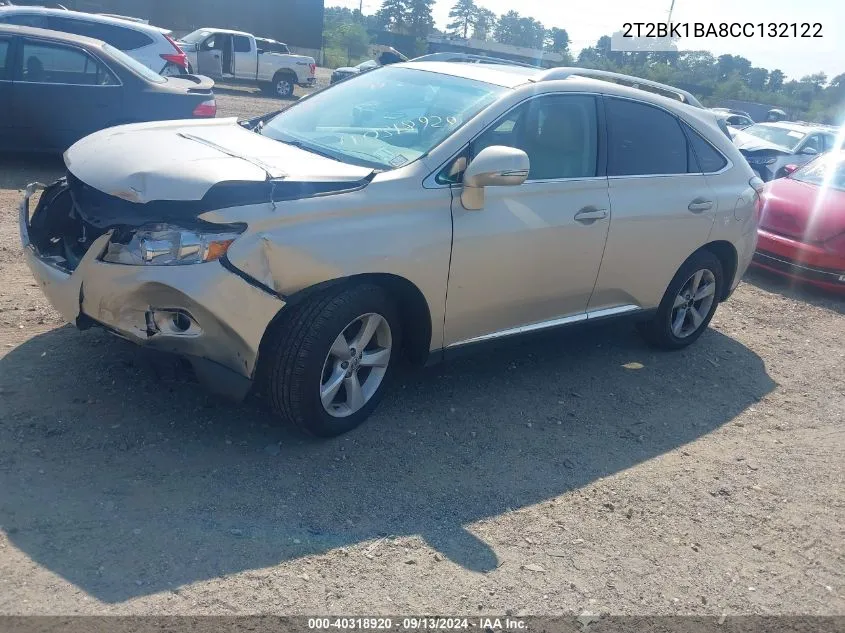 2012 Lexus Rx 350 VIN: 2T2BK1BA8CC132122 Lot: 40318920