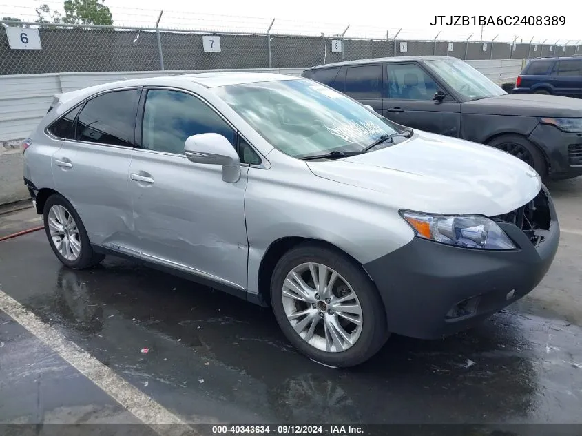 2012 Lexus Rx 450H VIN: JTJZB1BA6C2408389 Lot: 40343634