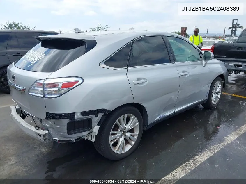 2012 Lexus Rx 450H VIN: JTJZB1BA6C2408389 Lot: 40343634