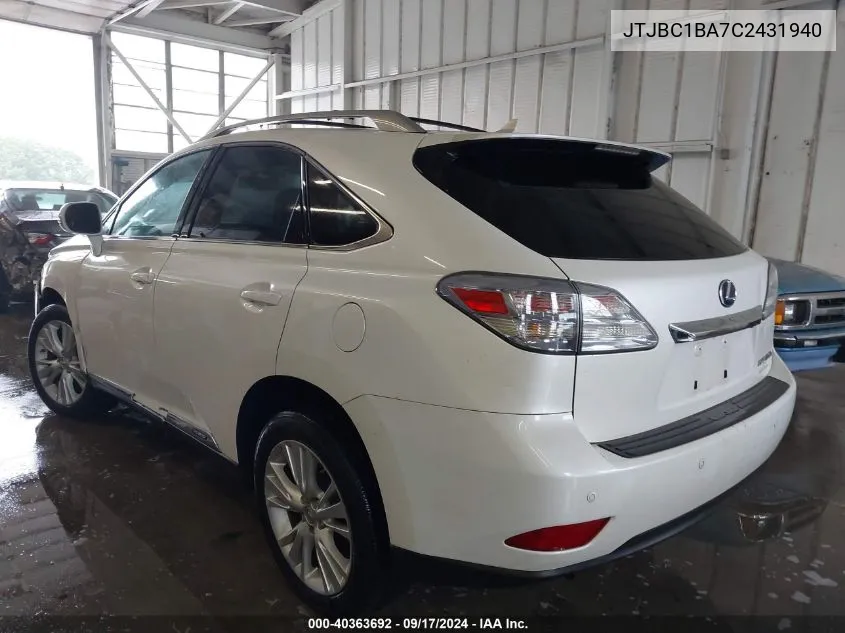 JTJBC1BA7C2431940 2012 Lexus Rx 450H