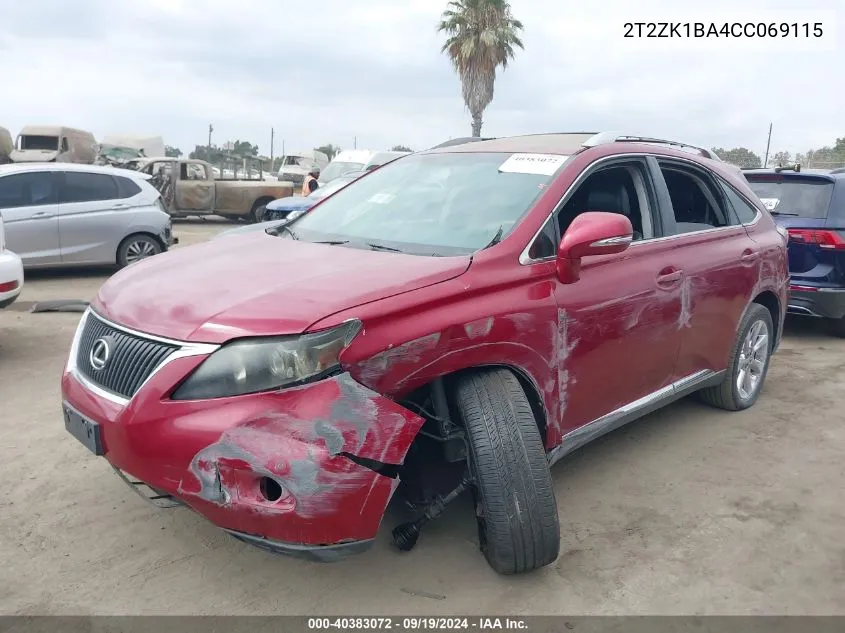 2012 Lexus Rx 350 VIN: 2T2ZK1BA4CC069115 Lot: 40383072