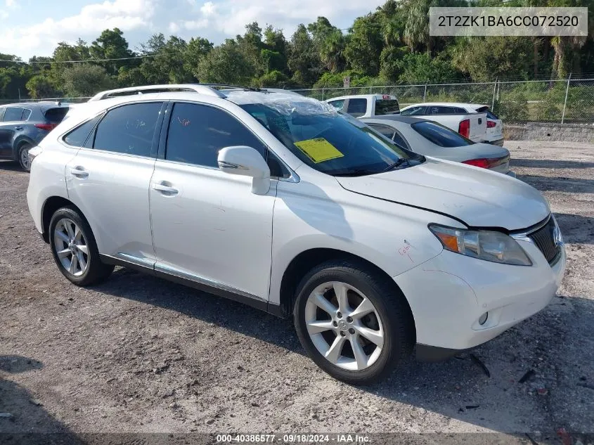 2012 Lexus Rx 350 VIN: 2T2ZK1BA6CC072520 Lot: 40386577