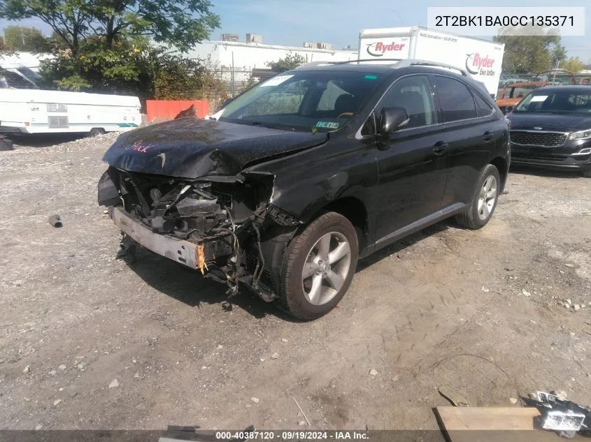 2012 Lexus Rx 350 VIN: 2T2BK1BA0CC135371 Lot: 40387120