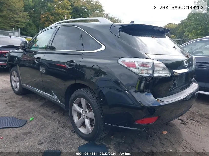 2012 Lexus Rx 350 VIN: 2T2BK1BA3CC149202 Lot: 40414341