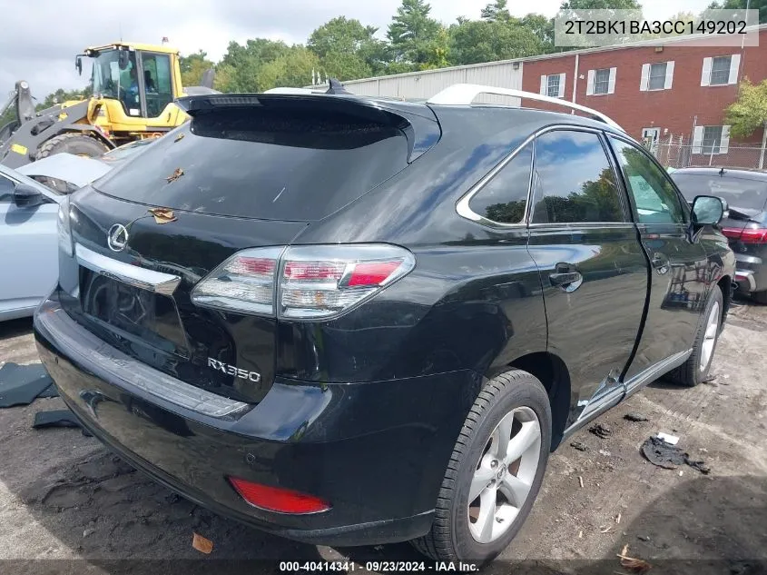 2012 Lexus Rx 350 VIN: 2T2BK1BA3CC149202 Lot: 40414341