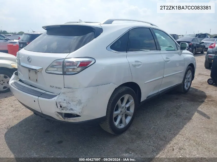 2T2ZK1BA7CC083381 2012 Lexus Rx 350