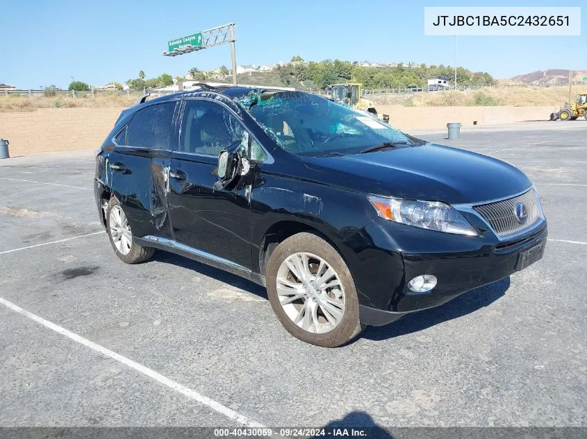 2012 Lexus Rx 450H VIN: JTJBC1BA5C2432651 Lot: 40430059