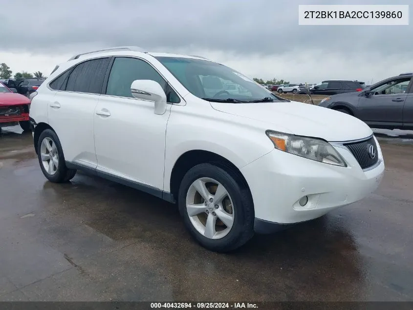 2012 Lexus Rx 350 VIN: 2T2BK1BA2CC139860 Lot: 40432694