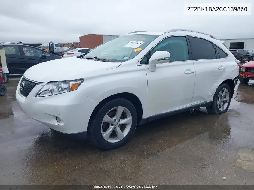 2012 Lexus Rx 350 VIN: 2T2BK1BA2CC139860 Lot: 40432694