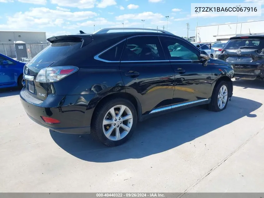 2012 Lexus Rx 350 VIN: 2T2ZK1BA6CC067916 Lot: 40440322