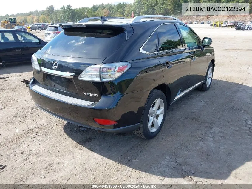 2T2BK1BA0CC122894 2012 Lexus Rx 350