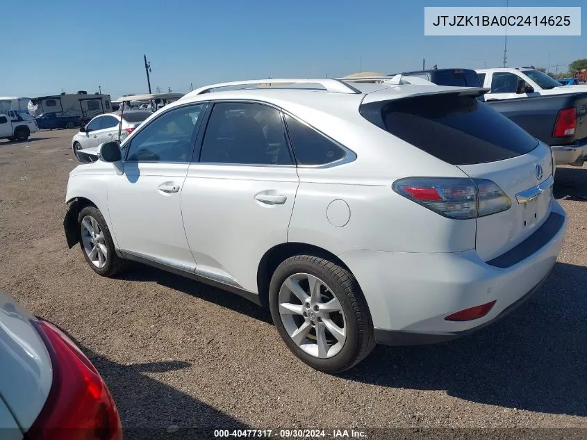 2012 Lexus Rx 350 VIN: JTJZK1BA0C2414625 Lot: 40477317