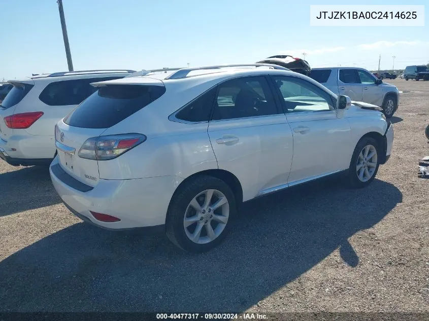 2012 Lexus Rx 350 VIN: JTJZK1BA0C2414625 Lot: 40477317