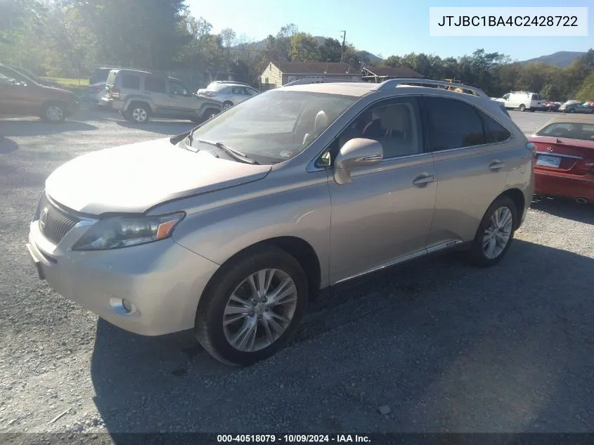 2012 Lexus Rx 450 VIN: JTJBC1BA4C2428722 Lot: 40518079