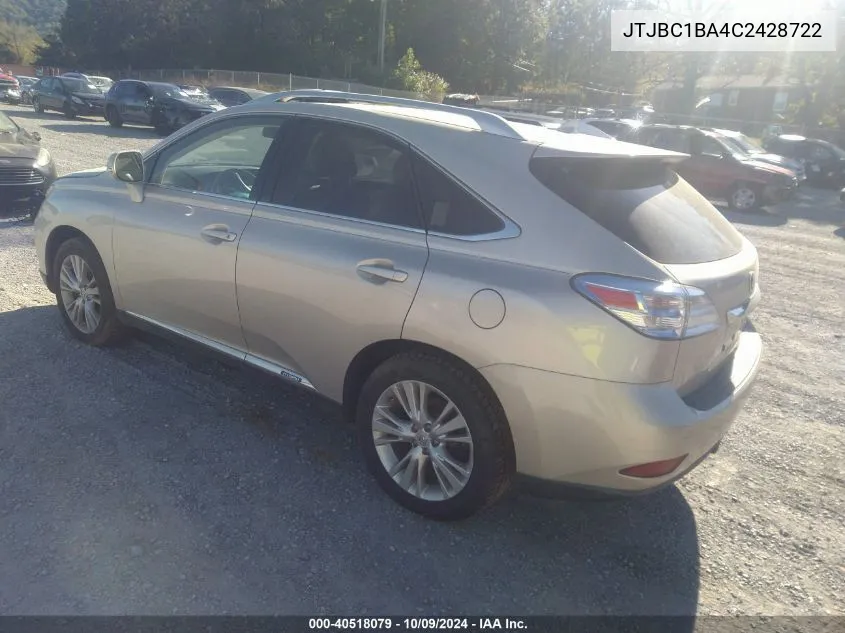 2012 Lexus Rx 450 VIN: JTJBC1BA4C2428722 Lot: 40518079