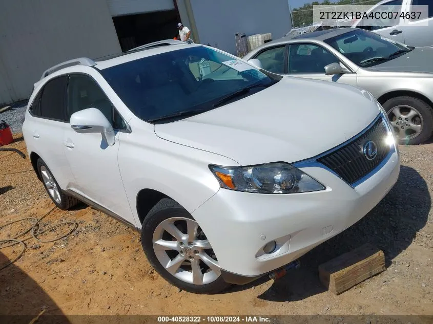 2012 Lexus Rx 350 VIN: 2T2ZK1BA4CC074637 Lot: 40528322