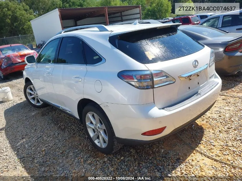 2012 Lexus Rx 350 VIN: 2T2ZK1BA4CC074637 Lot: 40528322