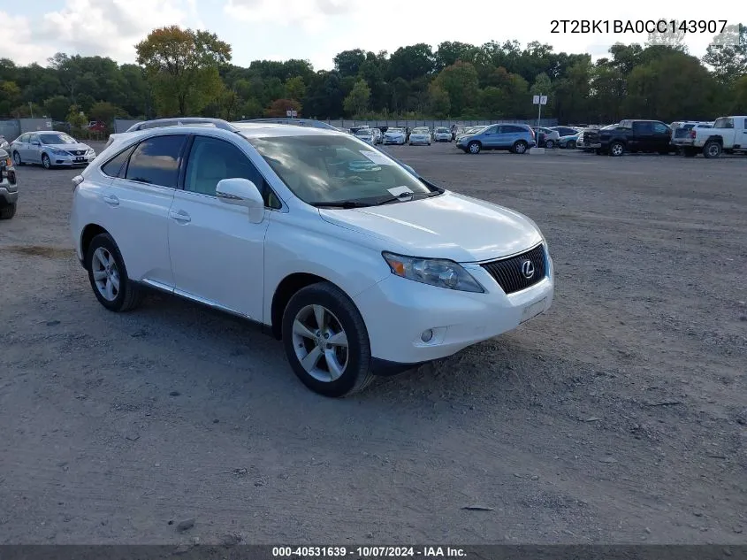 2012 Lexus Rx 350 VIN: 2T2BK1BA0CC143907 Lot: 40531639