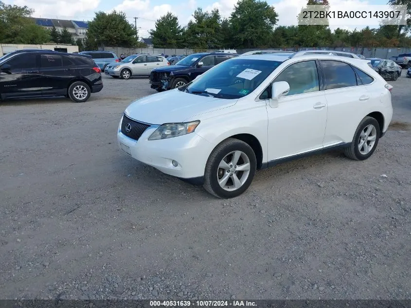 2012 Lexus Rx 350 VIN: 2T2BK1BA0CC143907 Lot: 40531639