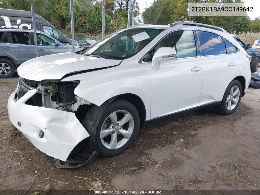 2012 Lexus Rx 350 VIN: 2T2BK1BA9CC149642 Lot: 40531720