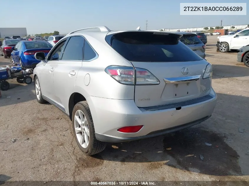 2012 Lexus Rx 350 VIN: 2T2ZK1BA0CC066289 Lot: 40567035