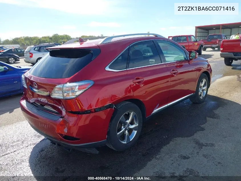 2012 Lexus Rx 350 VIN: 2T2ZK1BA6CC071416 Lot: 40568470