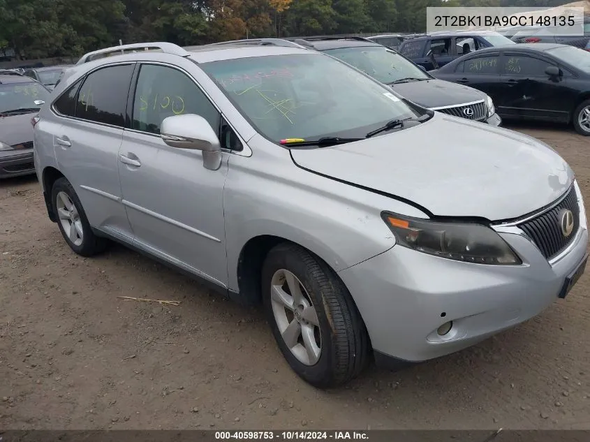 2012 Lexus Rx 350 VIN: 2T2BK1BA9CC148135 Lot: 40598753