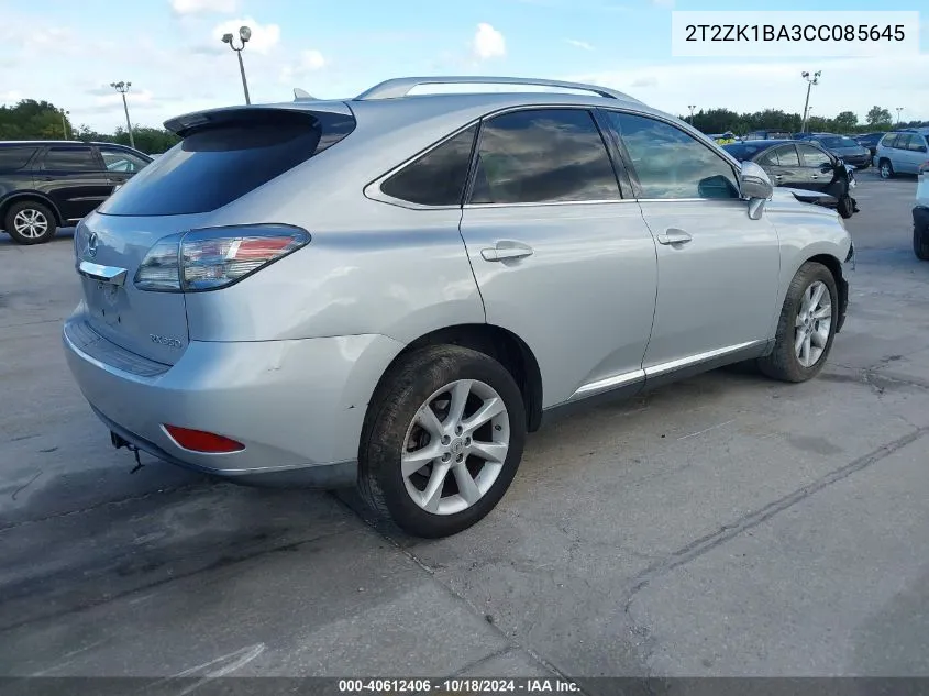 2012 Lexus Rx 350 VIN: 2T2ZK1BA3CC085645 Lot: 40612406