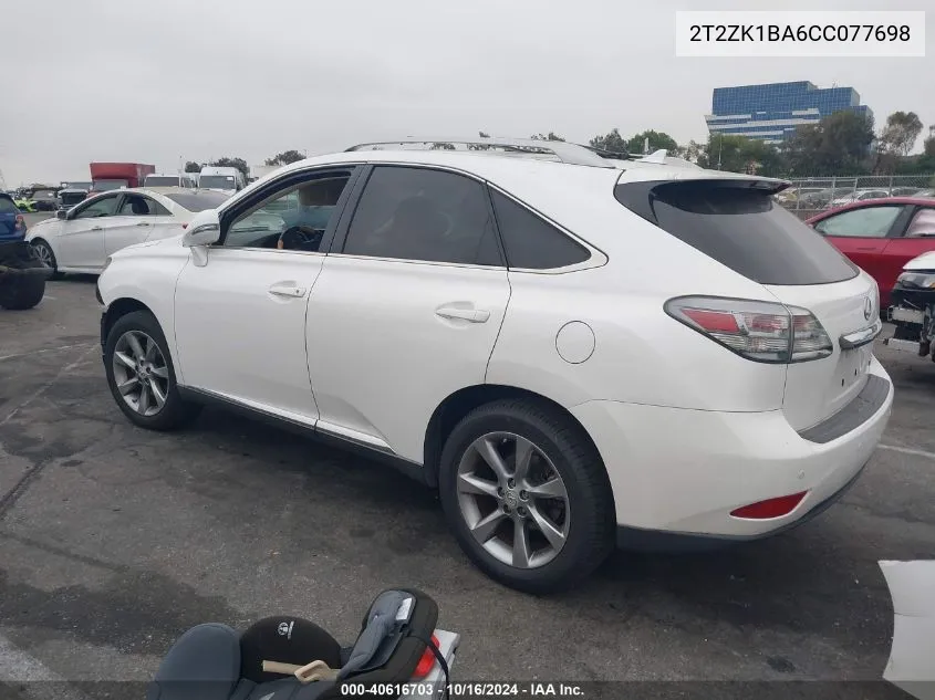 2012 Lexus Rx 350 VIN: 2T2ZK1BA6CC077698 Lot: 40616703