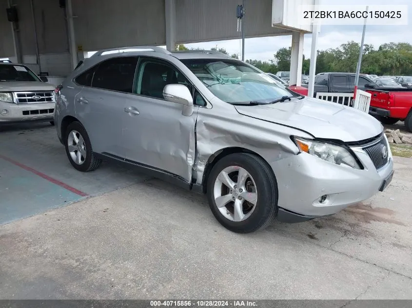 2012 Lexus Rx 350 VIN: 2T2BK1BA6CC150425 Lot: 40715856