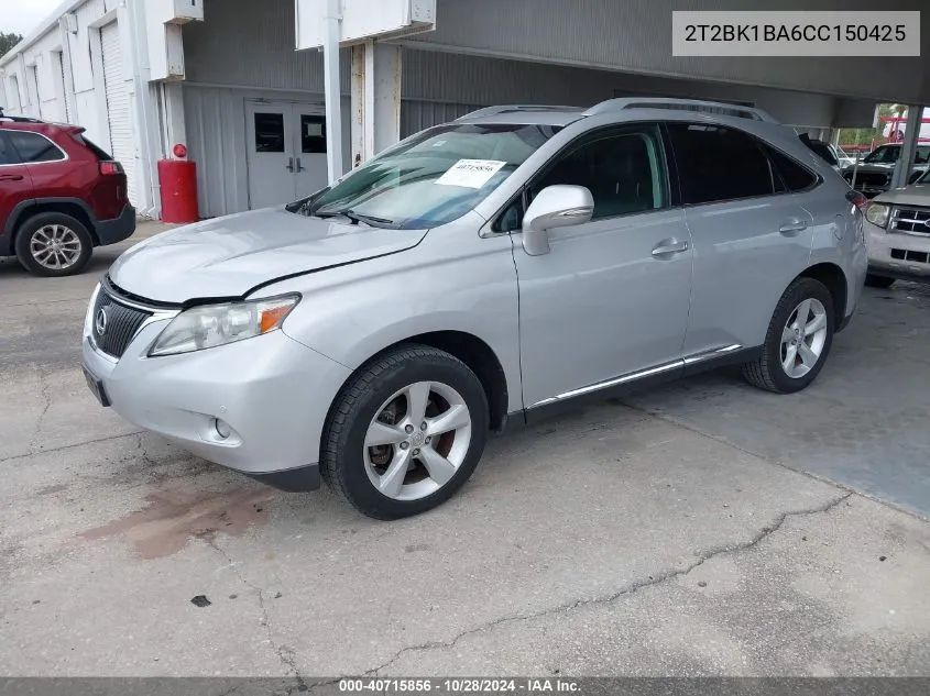 2012 Lexus Rx 350 VIN: 2T2BK1BA6CC150425 Lot: 40715856