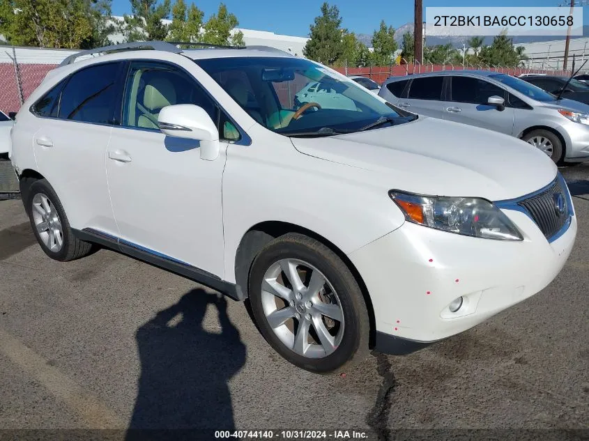 2012 Lexus Rx 350 VIN: 2T2BK1BA6CC130658 Lot: 40744140