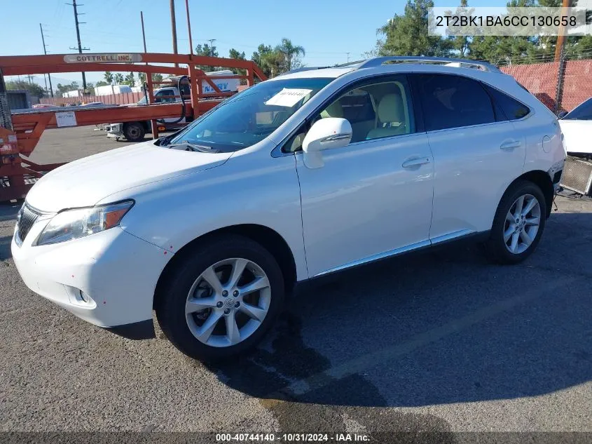 2012 Lexus Rx 350 VIN: 2T2BK1BA6CC130658 Lot: 40744140