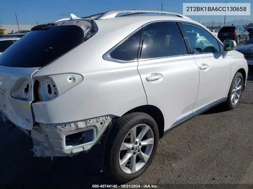 2012 Lexus Rx 350 VIN: 2T2BK1BA6CC130658 Lot: 40744140