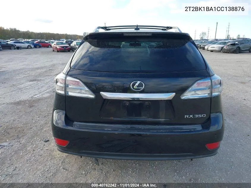 2012 Lexus Rx 350 VIN: 2T2BK1BA1CC138876 Lot: 40762242